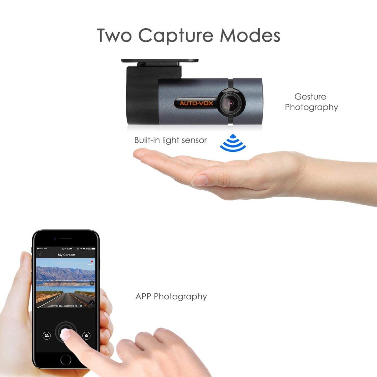 Auto Kamera WiFi FULL HD 1080P DVR 300°Bewegliches Objektiv Nachtsicht, G-Sensor, WDR, Loop-Aufnahme, Parkmonitor – Bild 3