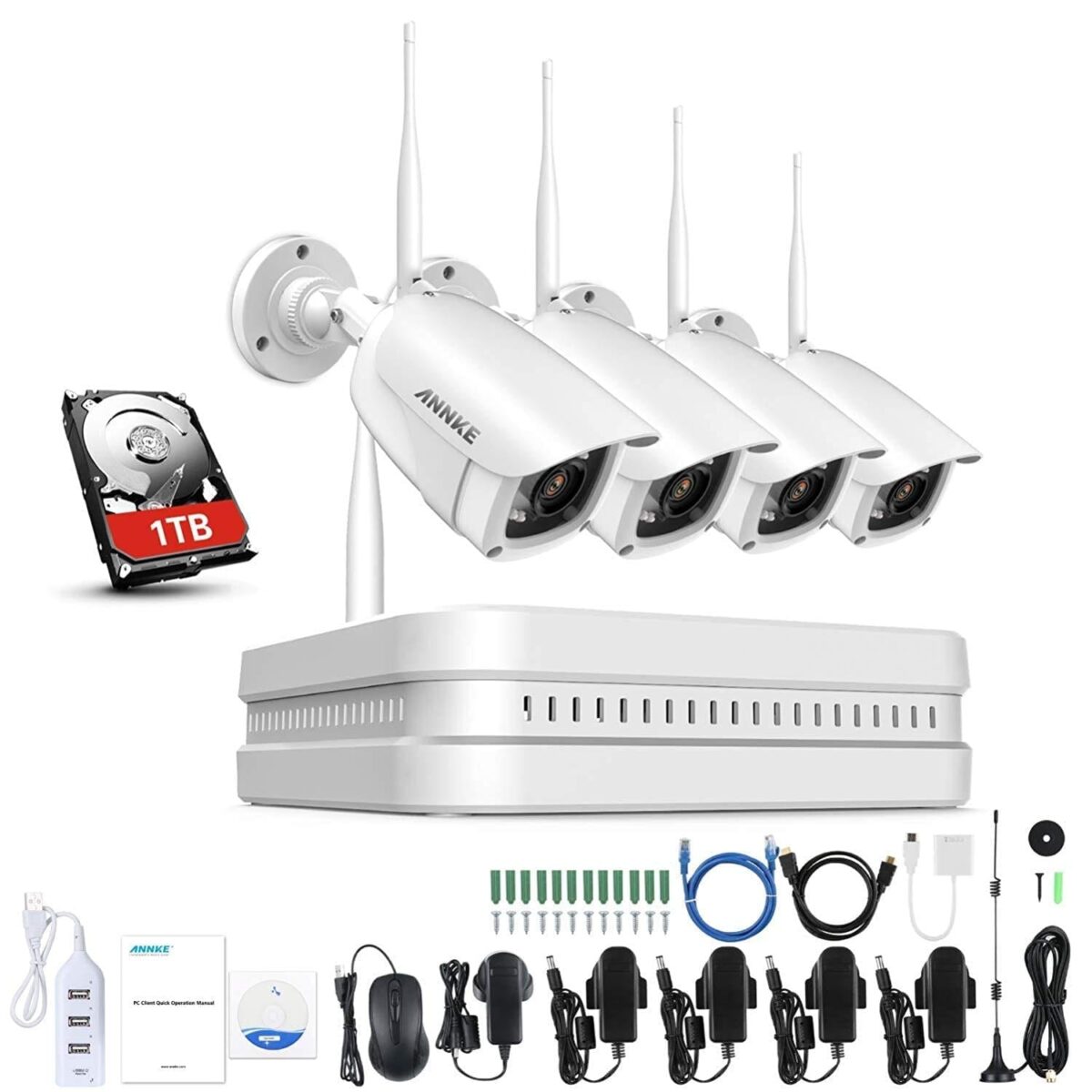Überwachungskamera Set,8CH drahtloses H.264+ CCTV Videoüberwachung NVR Sicherheitskamera System Wasserfesten 4*1080P IP Kameras Indoor&Outdoor mit 30M Nachtsicht(eingebaute 1TB HDD) – Bild 9