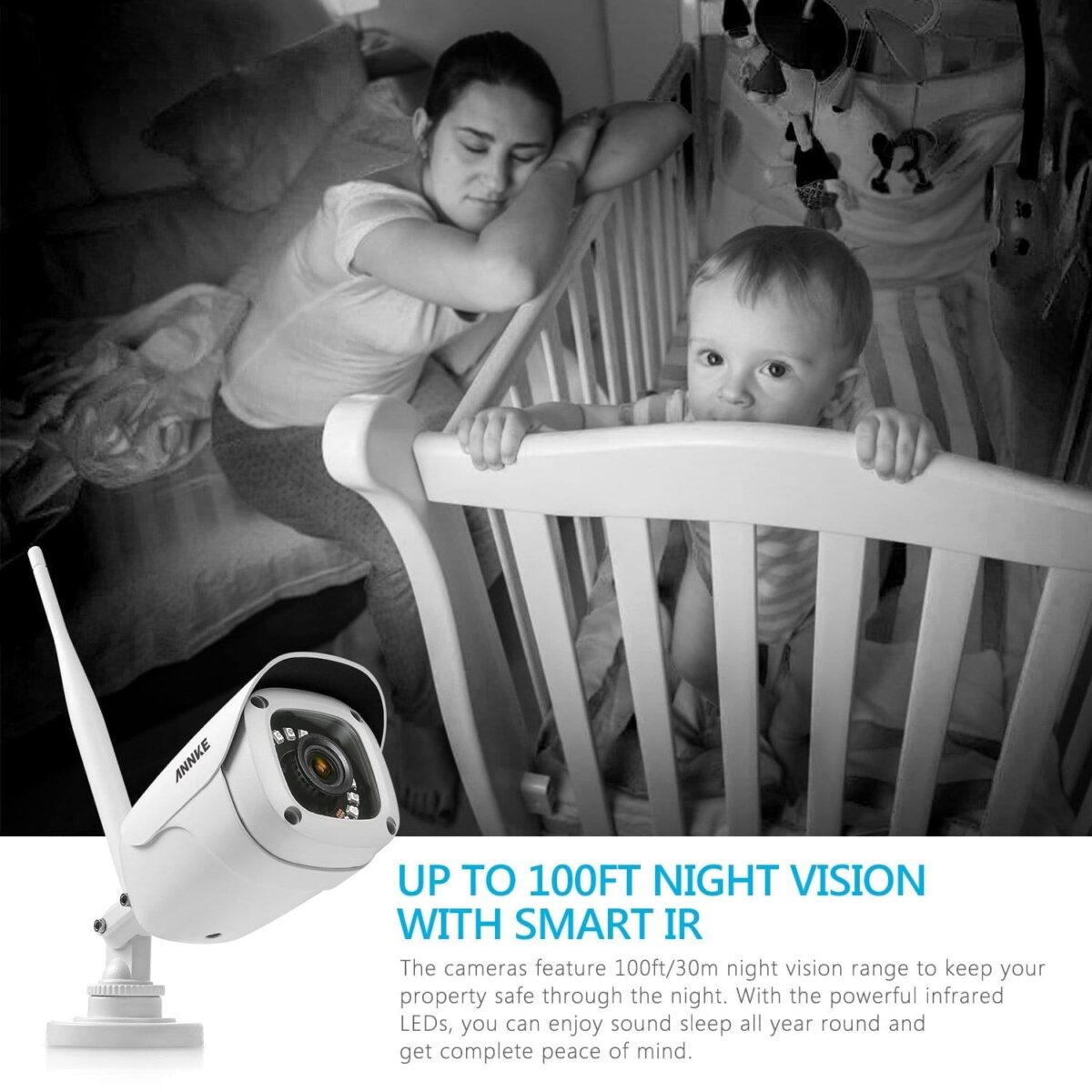 8CH Wireless Überwachungskamera System Set mit 1TB Festplatte Wifi HDMI NVR mit 8 X 1080P 2.0MP WLAN Outdoor Aussen IP Überwachungskamera, 30M IR Nachtsicht Funk Überwachungsset – Bild 11