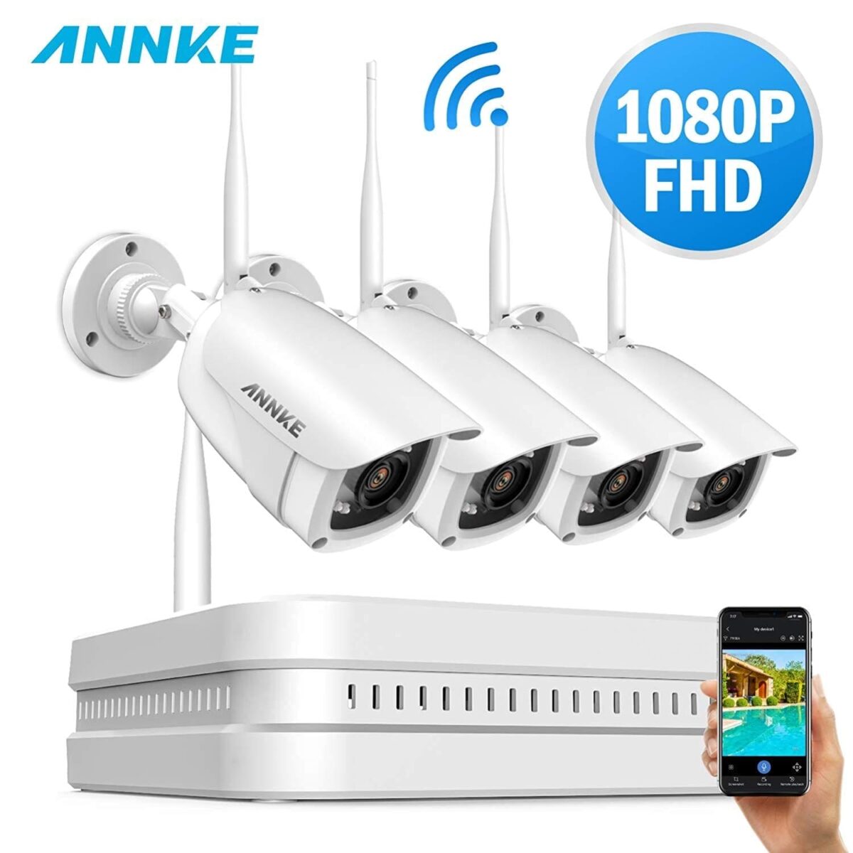 Überwachungskamera Set,8CH drahtloses H.264+ CCTV Videoüberwachung NVR Sicherheitskamera System Wasserfesten 4*1080P IP Kameras Indoor&Outdoor mit 30M Nachtsicht(eingebaute 1TB HDD) – Bild 10