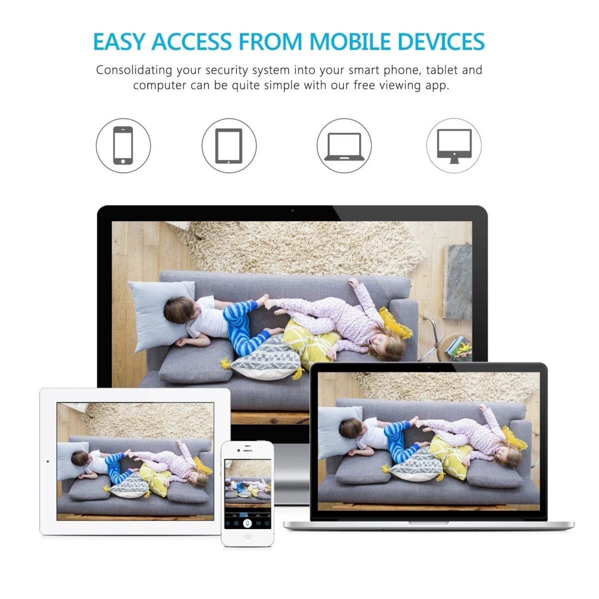 8CH Wireless Überwachungskamera System Set mit 1TB Festplatte Wifi HDMI NVR mit 8 X 1080P 2.0MP WLAN Outdoor Aussen IP Überwachungskamera, 30M IR Nachtsicht Funk Überwachungsset – Bild 10