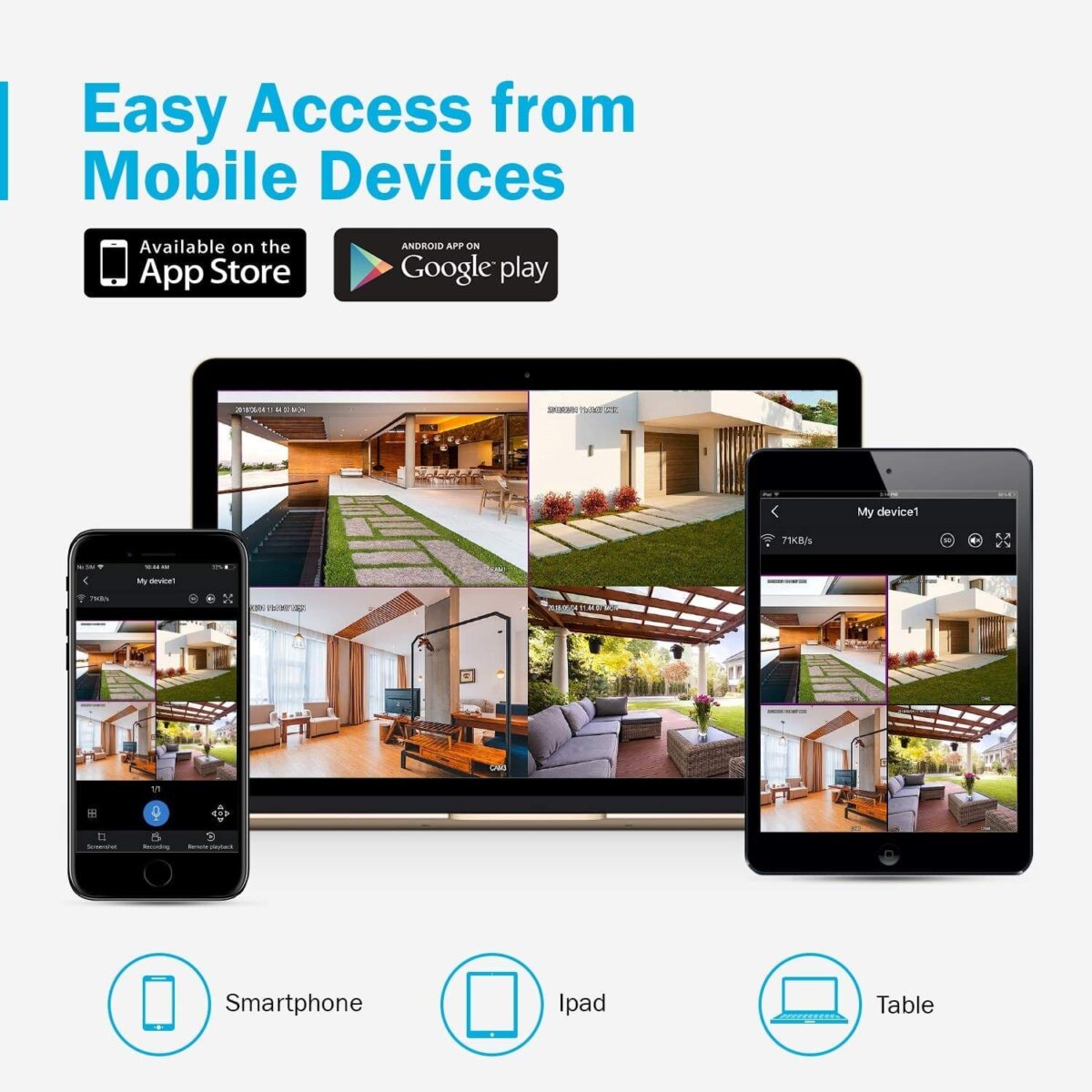 8CH Wireless Überwachungskamera System Set mit 1TB Festplatte Wifi HDMI NVR mit 8 X 1080P 2.0MP WLAN Outdoor Aussen IP Überwachungskamera, 30M IR Nachtsicht Funk Überwachungsset – Bild 7