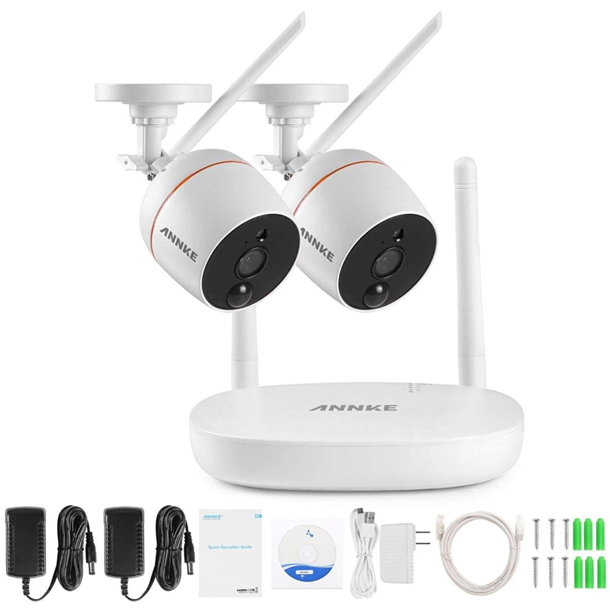 Full HD Wireless Audio Video NVR Haus Überwachungskamera System mit 2 Aussen/Innen 1080P Kameras, Funk Überwachungssystem, Zwei-Wege-Audio, PIR Bewegungsmelder, TF-Slot bis 128G – Bild 9