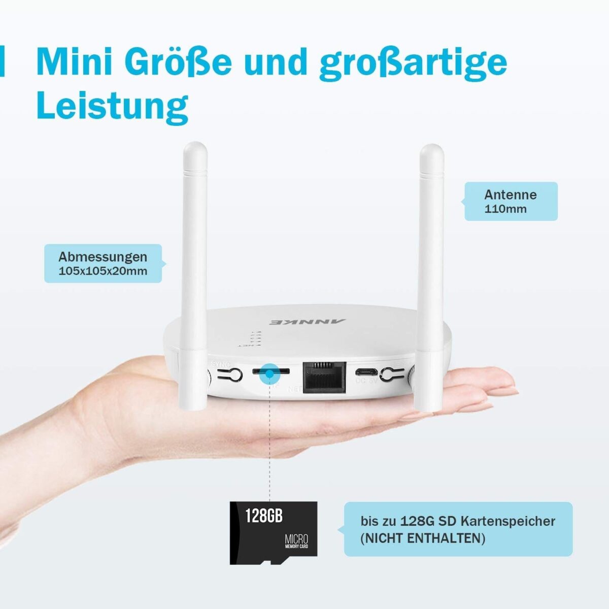 Full HD Wireless Audio Video NVR Haus Überwachungskamera System mit 2 Aussen/Innen 1080P Kameras, Funk Überwachungssystem, Zwei-Wege-Audio, PIR Bewegungsmelder, TF-Slot bis 128G – Bild 2