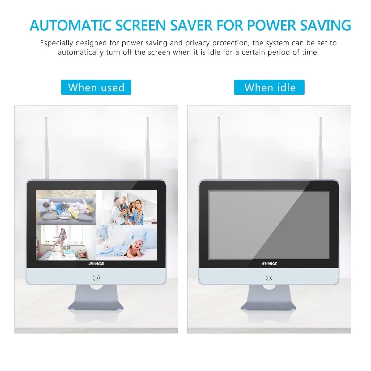 Überwachungskamera Set mit Monitor 4CH 12 Zoll Funk NVR Überwachungssystem mit 4x 2.0 Megapixel WLAN IP Kamera Vorinstalliert 1TB Festplatte für Innen/Aussen – Bild 6