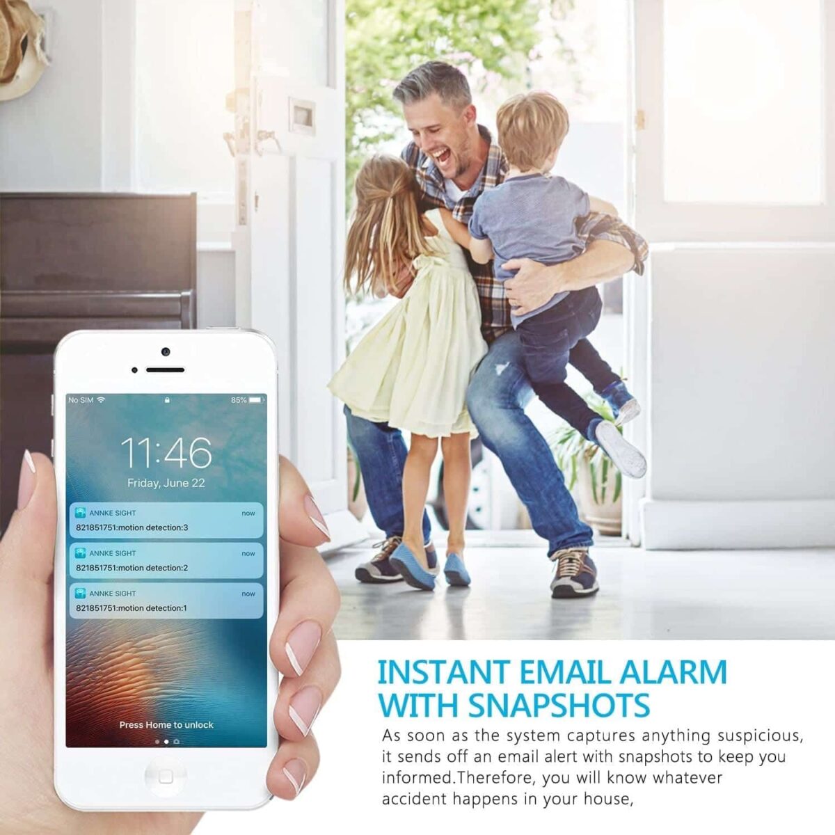 Überwachungskamera Set mit Monitor 4CH 12 Zoll Funk NVR Überwachungssystem mit 4x 2.0 Megapixel WLAN IP Kamera Vorinstalliert 1TB Festplatte für Innen/Aussen – Bild 7