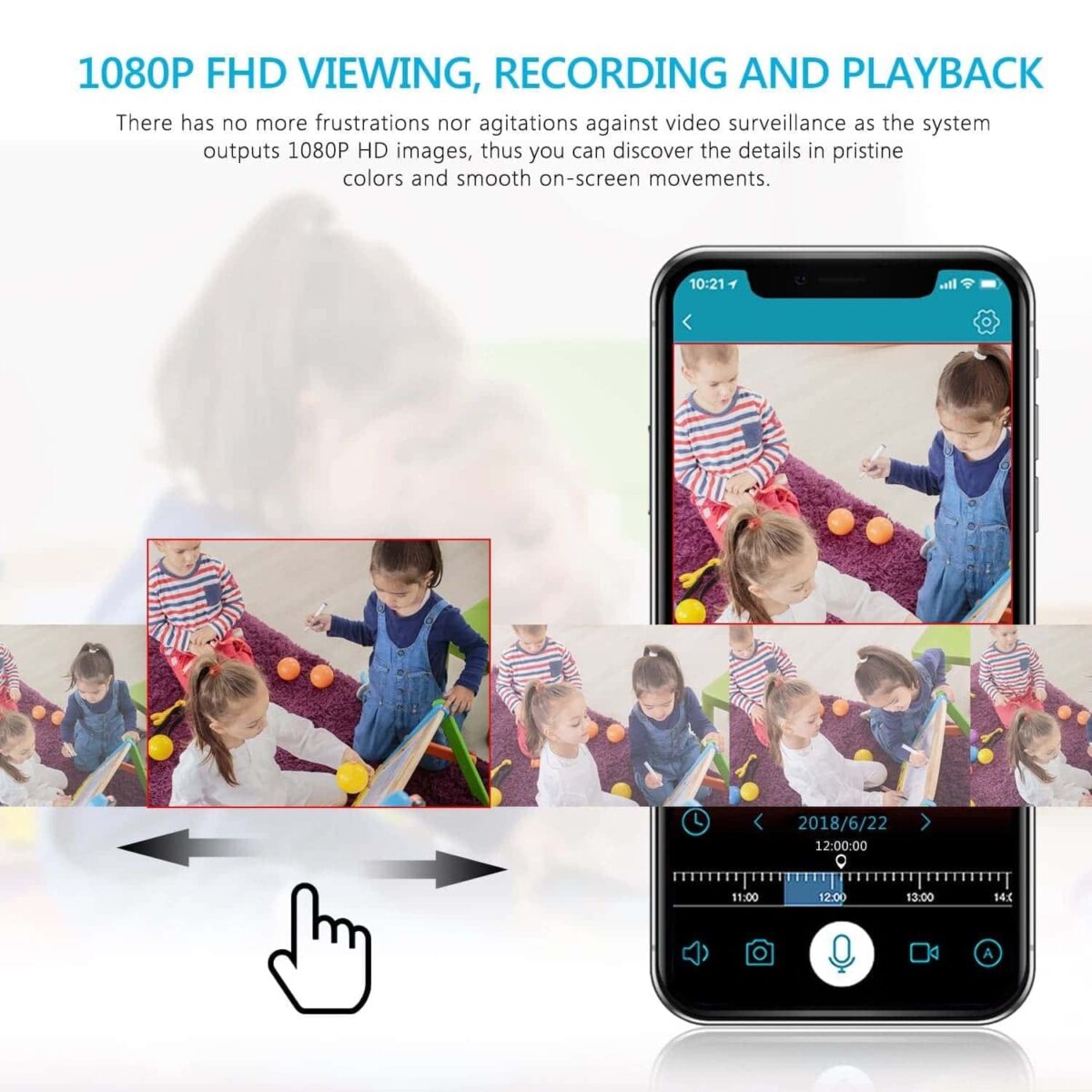 Überwachungskamera Set mit Monitor 4CH 12 Zoll Funk NVR Überwachungssystem mit 4x 2.0 Megapixel WLAN IP Kamera Vorinstalliert 1TB Festplatte für Innen/Aussen – Bild 5