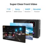 Dashcam Auto Vorne und Hinten mit eingebautem GPS, FHD 1080P Dual Dashcam mit Infrarot Nachtsicht, Autokamera mit WDR, Parküberwachung, G-Sensor, Notfallaufnahme, Loop-Aufnahme – Bild 2