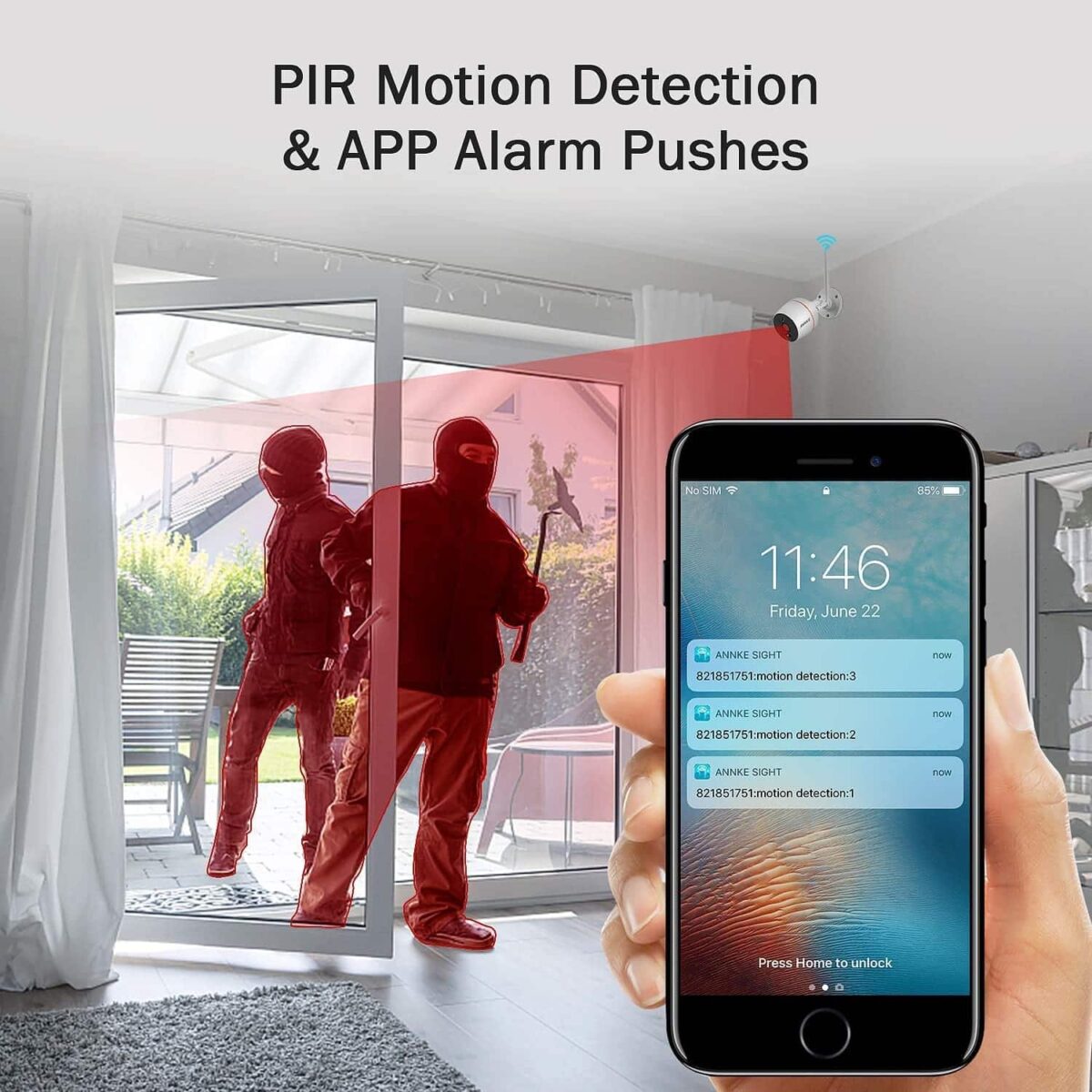 WLAN Kamera Überwachungskamera HD 1080P IP Kamera mit Bewegungserkennung Nachtsicht 2 Wege Audio Home Kamera unterstützt Fernalarm und Mobile App Kontrolle – Bild 4