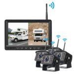 Kabellose Digital Rückfahrkamera, Einparkhilfe mit 7" LCD-Monitor Wasserdicht IP68,  28IR LEDs Nachtsicht für Anhänger, Bus, LKW, Pferdeanhänger, Schulbus VK-C VKX77