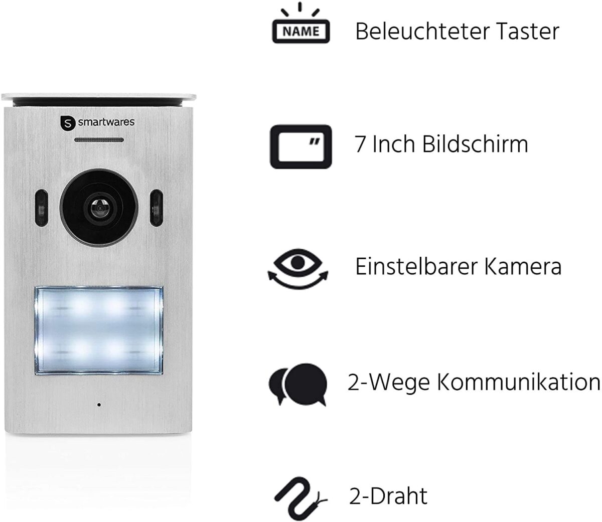 Smartwares Video-Gegensprechanlage – HD – 7 Zoll LCD-Monitor – Komplett-Set – Bild 2