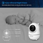 Video Babyphone mit Fernbedienung Pan-Tilt-Zoom,Temperaturüberwachung, Wiegenlied, Zwei-Wege-Audio, inkl. Wandhalterung – Bild 4