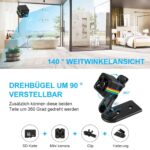 Mini Kamera, Full HD  mit Nachtsicht, Bewegungserkennung, eingebaute 200 mAh Lithium-Batterie + 32GB SD-Karte – Bild 5