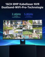 ANNKE 4K Funk Überwachungskamera Set für Aussen/Innen , 16CH mit 4X 8MP Kamera und 2TB HDD – Bild 5