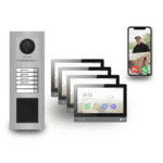 Premium Video-Türsprechanlage (4-Familienhaus) – Hikvision Komplett-Set mit Badge-Zutritt