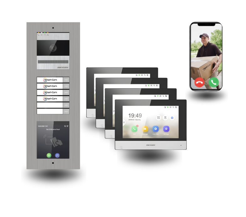 Türsprechanlage 4-Familienhaus mit Kartenleser