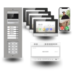 Smarte Hikvision 2-Draht Video-Türsprechanlage: Komplett-Set mit Zahlencode für 4-Familienhaus