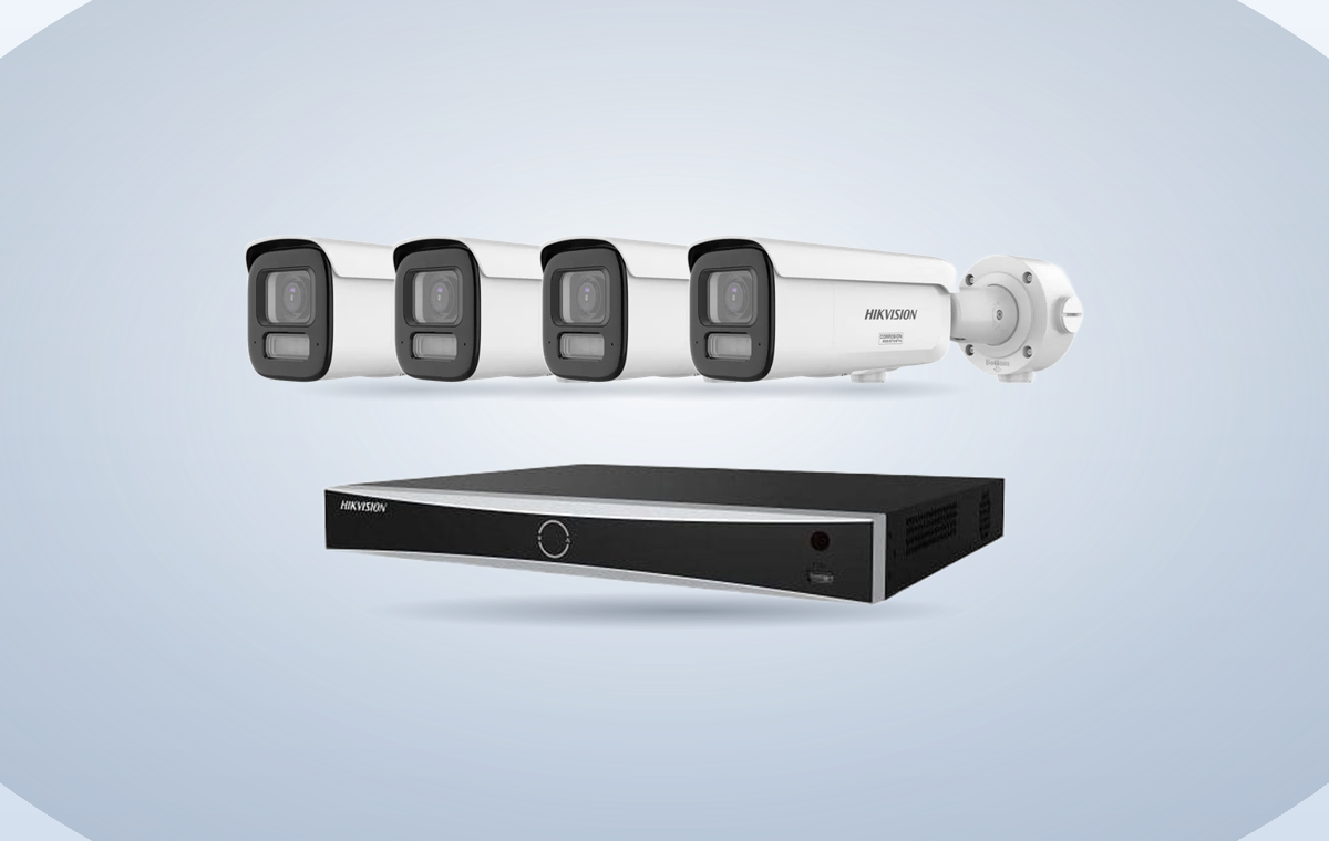 Set-Inhalt: 4× Bullet-Kamera und 8-Kanal-PoE-Rekorder