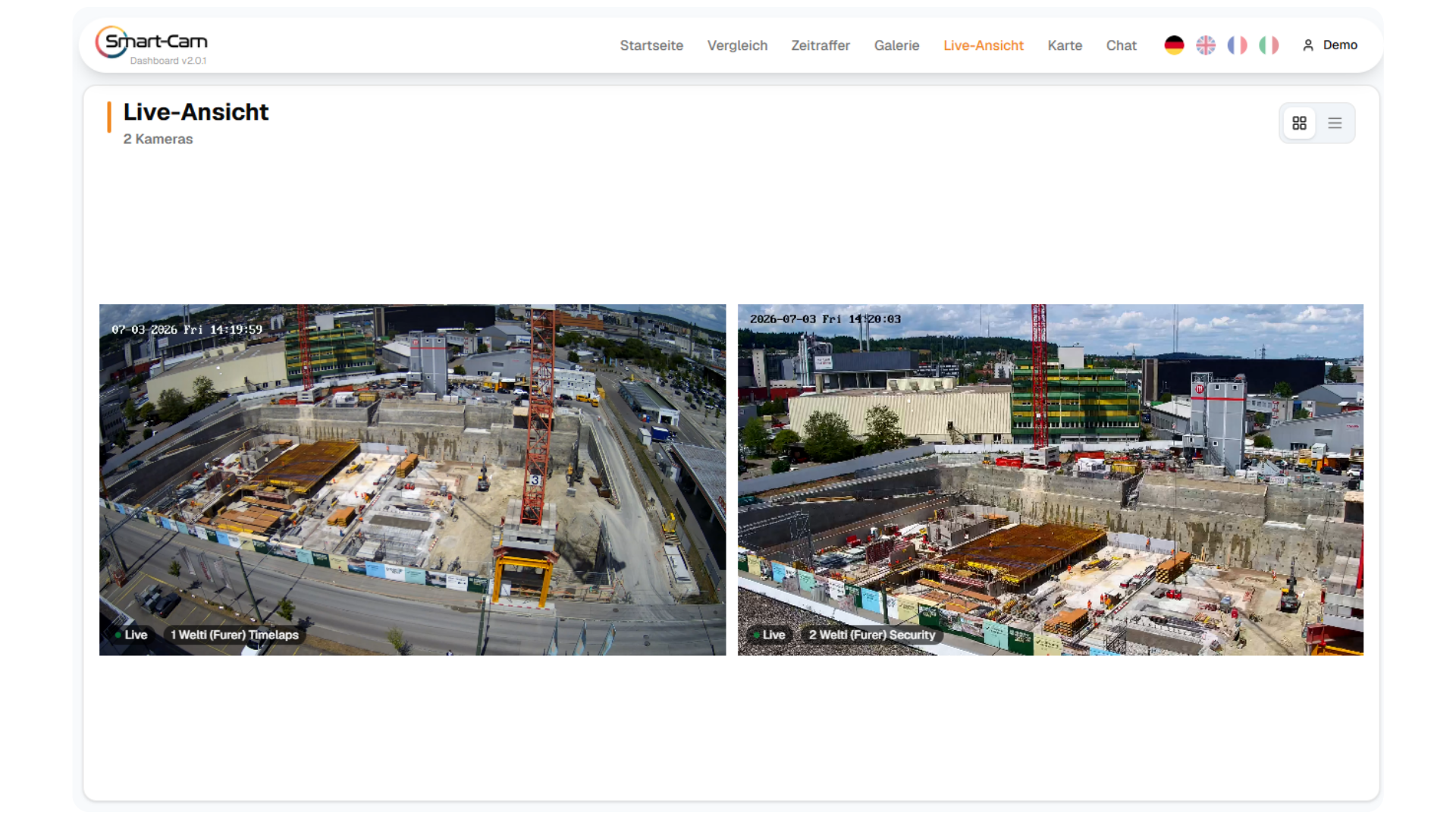 Web-Portal &ndash; Live-Ansicht