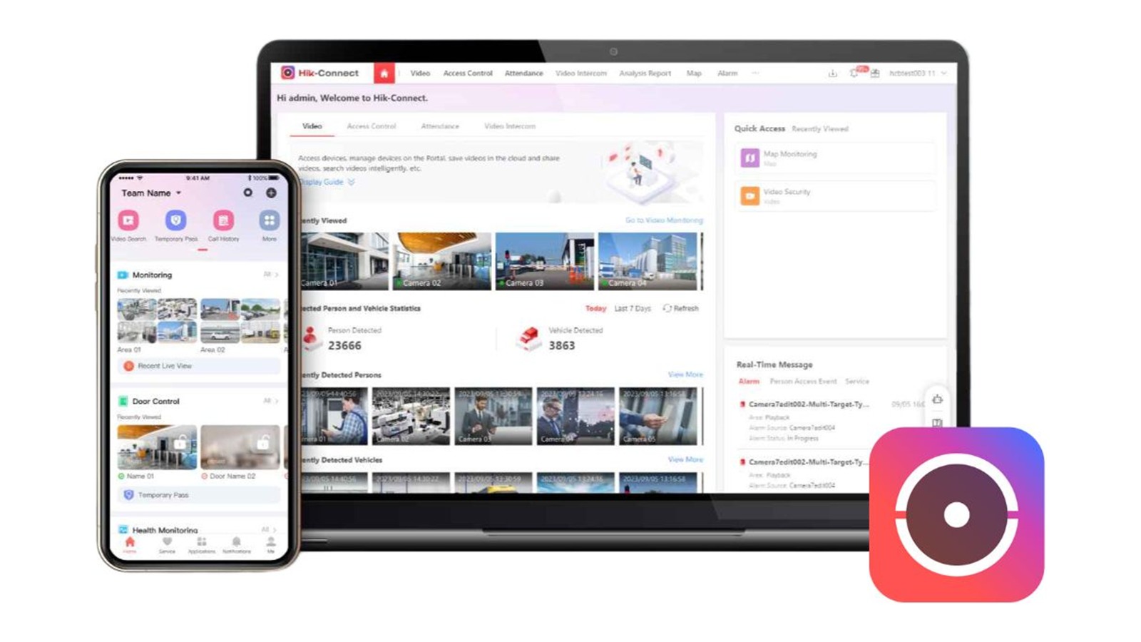 Hik-Connect auf Smartphone und Computer: Live-Ansicht, Wiedergabe und Meldungen
