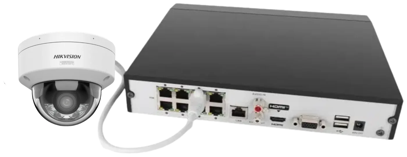 Ein Netzwerkkabel überträgt Strom und 4K-Bild – Kamera direkt am PoE-Rekorder