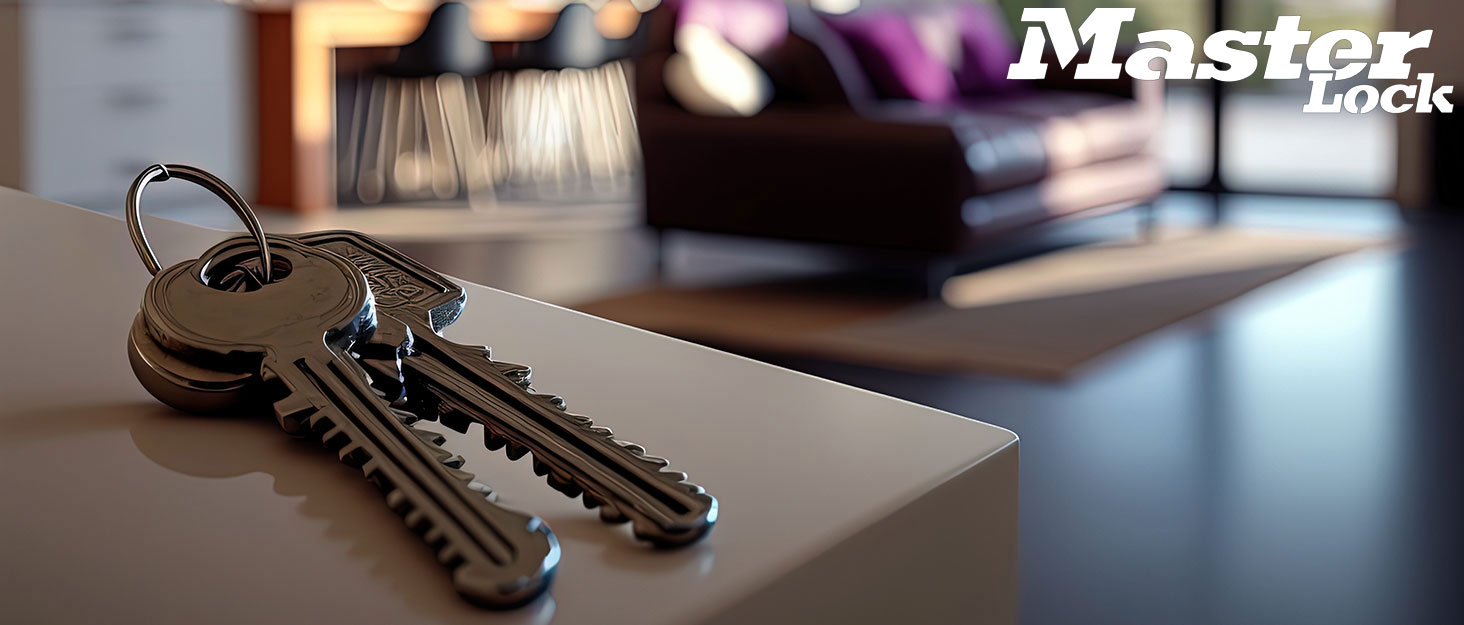 Master Lock 5401EURD Schlüsseltresor in Grau mit geöffneter Wetterklappe und Ziffernrädern – Detail 1