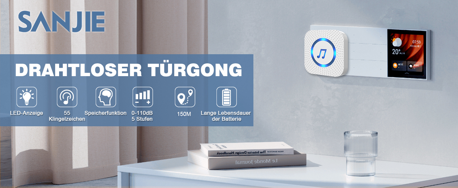 SanJie Funk-Türsensor mit Magnet und Empfänger für die Steckdose – Detail 1
