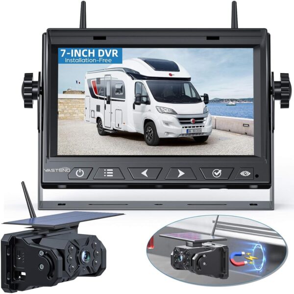VASTEND VS-7A Solar-Rückfahrkamera mit Magnetfuss und 7-Zoll-Monitor