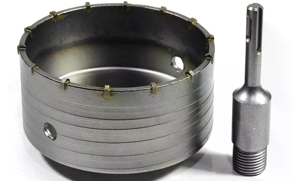 Bohrkrone 125 mm mit 14 Hartmetallschneiden und SDS-Max-Verlängerung – Detail 1