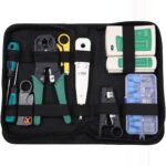 Netzwerk-Werkzeugset mit RJ45-Crimpzange, LAN-Kabeltester, Abisolierzange und Werkzeugtasche