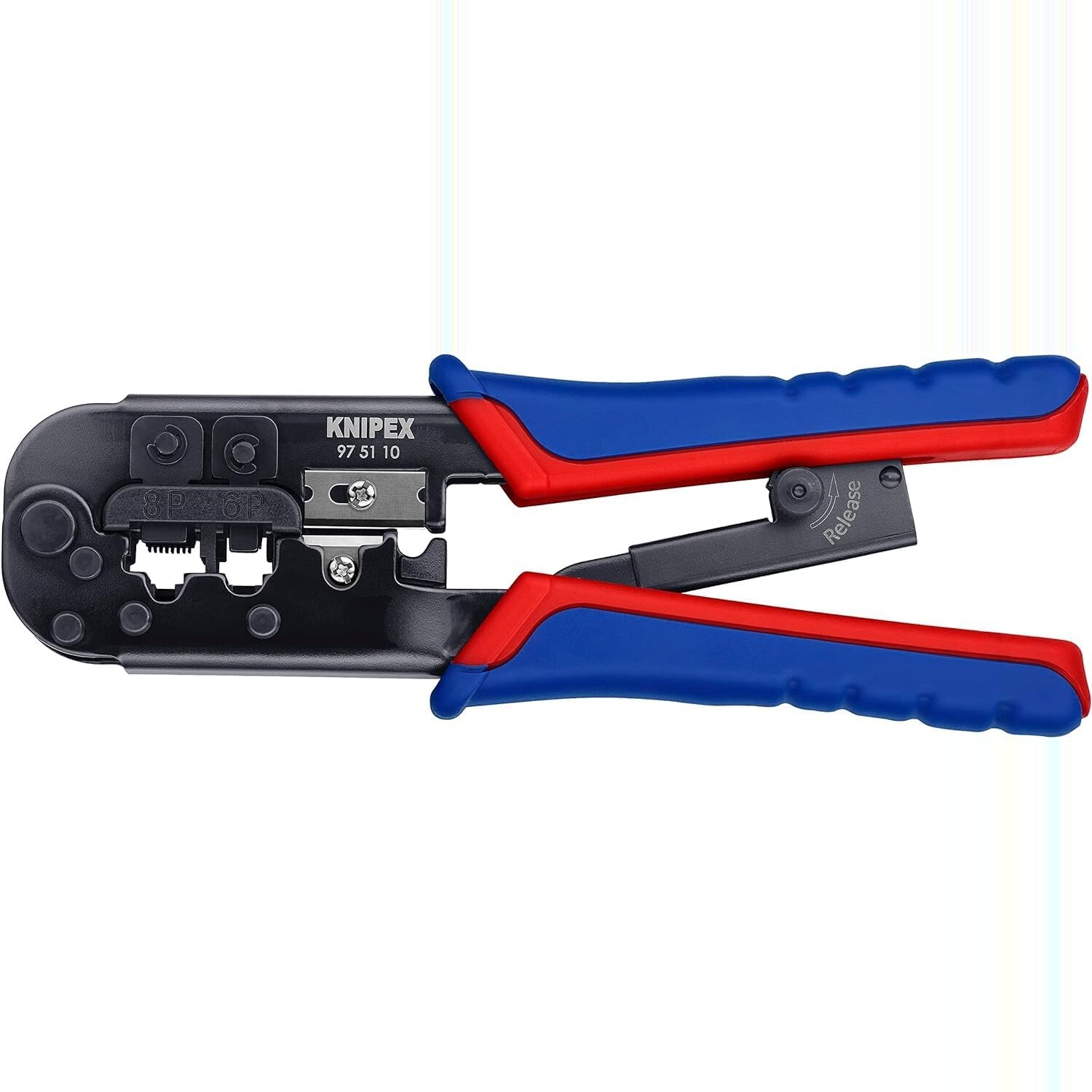 KNIPEX Crimpzange 97 51 10 SB für Westernstecker, 190 mm – Ansicht 1 KNIPEX Crimpzange 97 51 10 SB für Westernstecker mit Mehrkomponenten-Griffen