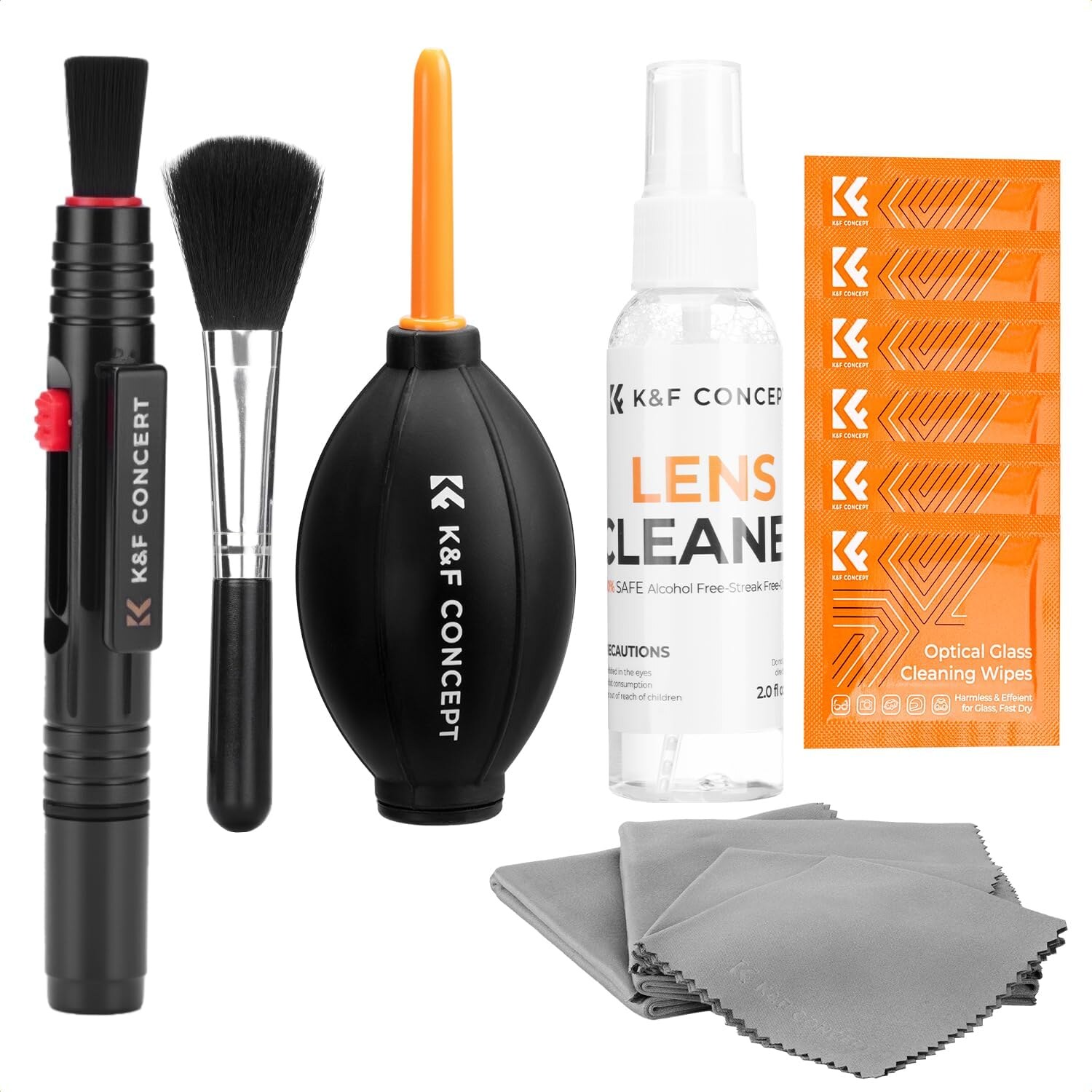 K&F Concept 15-in-1 Reinigungsset für Objektive, Filter und Displays mit Blasebalg – Ansicht 1 K&F Concept 15-in-1 Reinigungsset mit Blasebalg, Reinigungsstift, Pinsel und Mikrofasertüchern