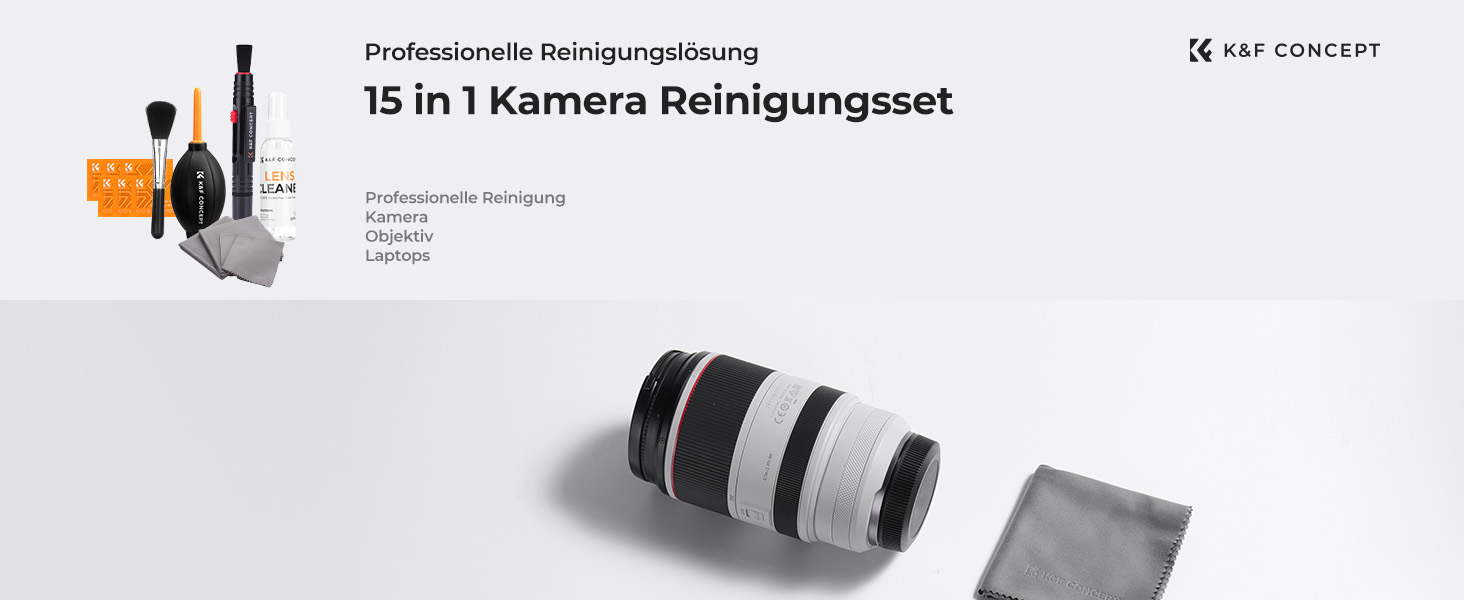 K&F Concept 15-in-1 Reinigungsset mit Blasebalg, Reinigungsstift, Pinsel und Mikrofasertüchern – Detail 1
