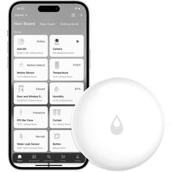 Aqara Wassermelder SJCGQ11LM, flacher weisser Zigbee-Sensor für Wasserlecks