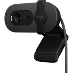 Kompakte schwarze Webcam mit Monitorklemme und USB-Kabel
