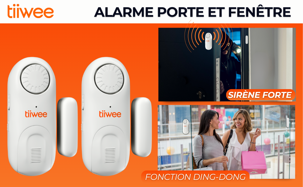 tiiwee TWWA01 Tür- und Fensteralarm in Weiss mit Magnetkontakt, Zweierset – Detail 1