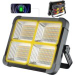 MASMEJOR SL-D8 Akku-Baustrahler mit 336 LEDs, Solarpanel und klappbarem Gelenkarm