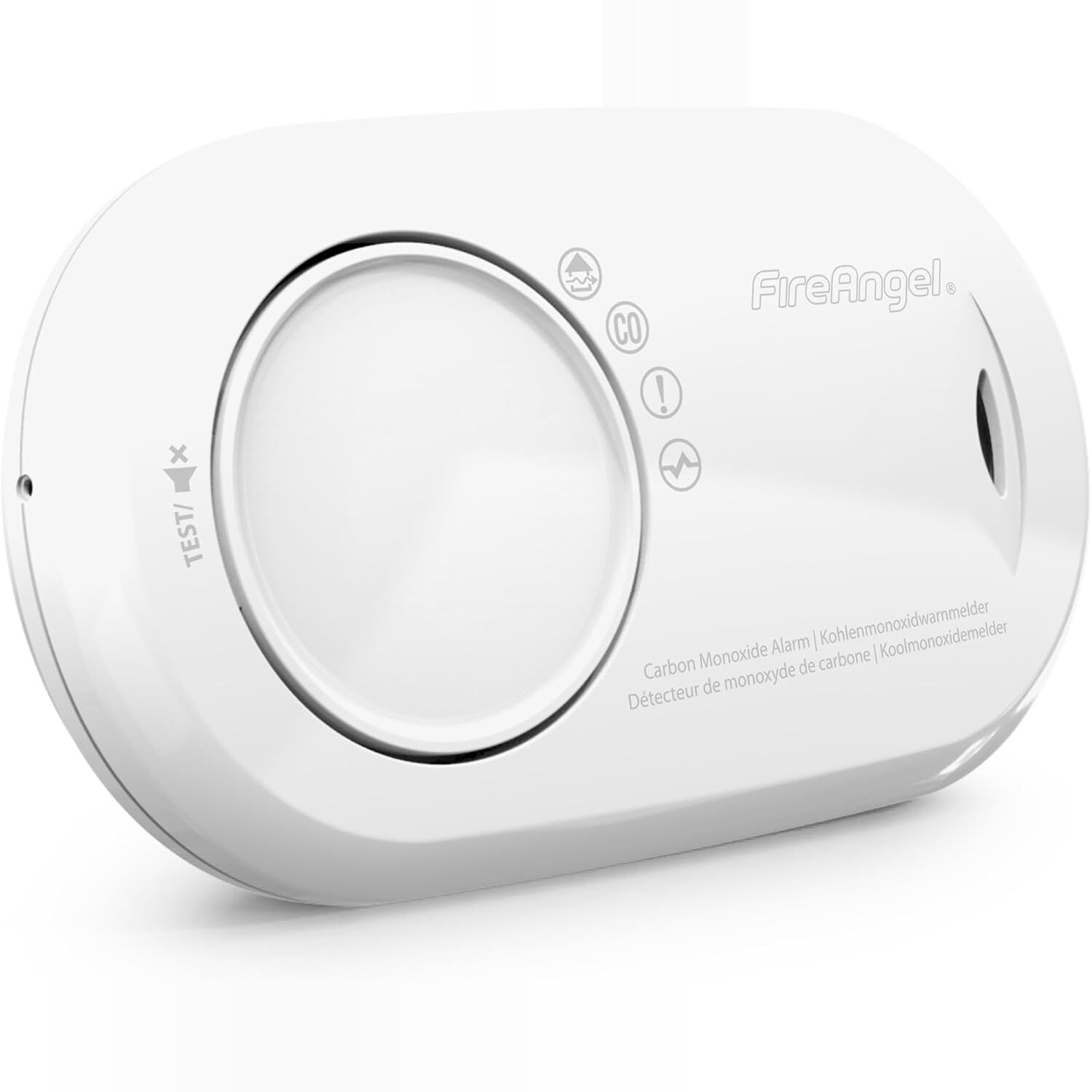 FireAngel FA3820 Kohlenmonoxidmelder in Weiss mit Testtaste und CO-Warnleuchte