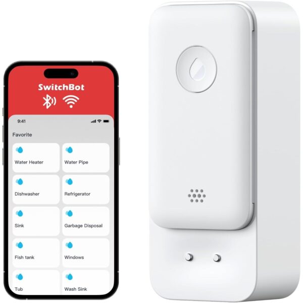 SwitchBot WLAN Wassermelder W4402000 mit Sensorkontakten auf der Oberseite