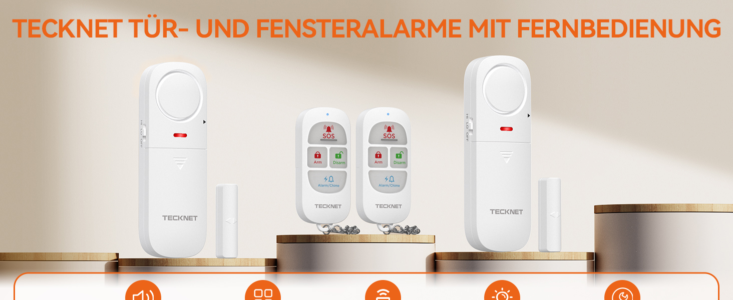 TECKNET TK-WA151 Fensteralarm in Weiss mit Magnetkontakt und Fernbedienung – Detail 1