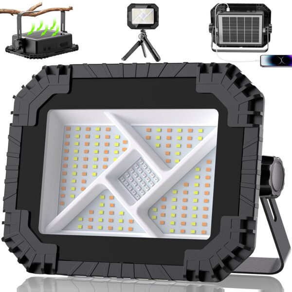 CLV LED-Akkustrahler mit Solarpanel, Tragebügel und Magneten auf der Rückseite