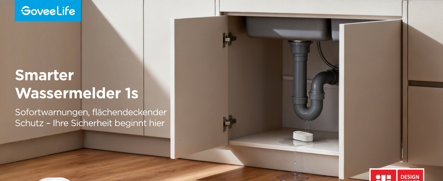 GoveeLife Wassermelder-Set mit Gateway und fünf weissen Funk-Wassersensoren – Detail 1