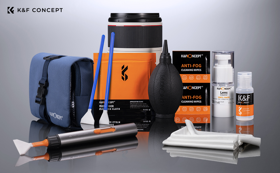 K&F Concept 15-in-1 Kamera-Reinigungsset mit Blasebalg, Reinigungsstift, Reinigungsflüssigkeit und Mikrofasertüchern – Detail 1