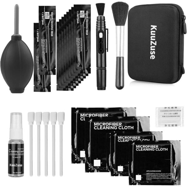 KuuZuse Kamera-Reinigungsset mit Gebläse, Reinigungsstift, Mikrofasertüchern, Sensortupfern und Tragetasche