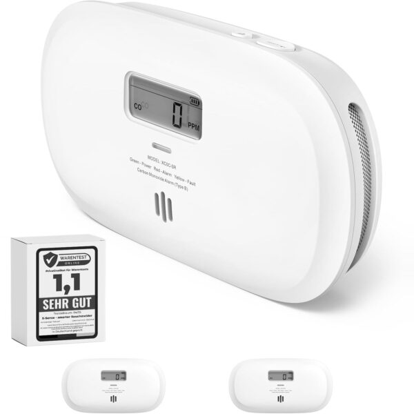 X-Sense XC0C-SR Kohlenmonoxidmelder in Weiss mit LCD-Anzeige, zwei Geräte