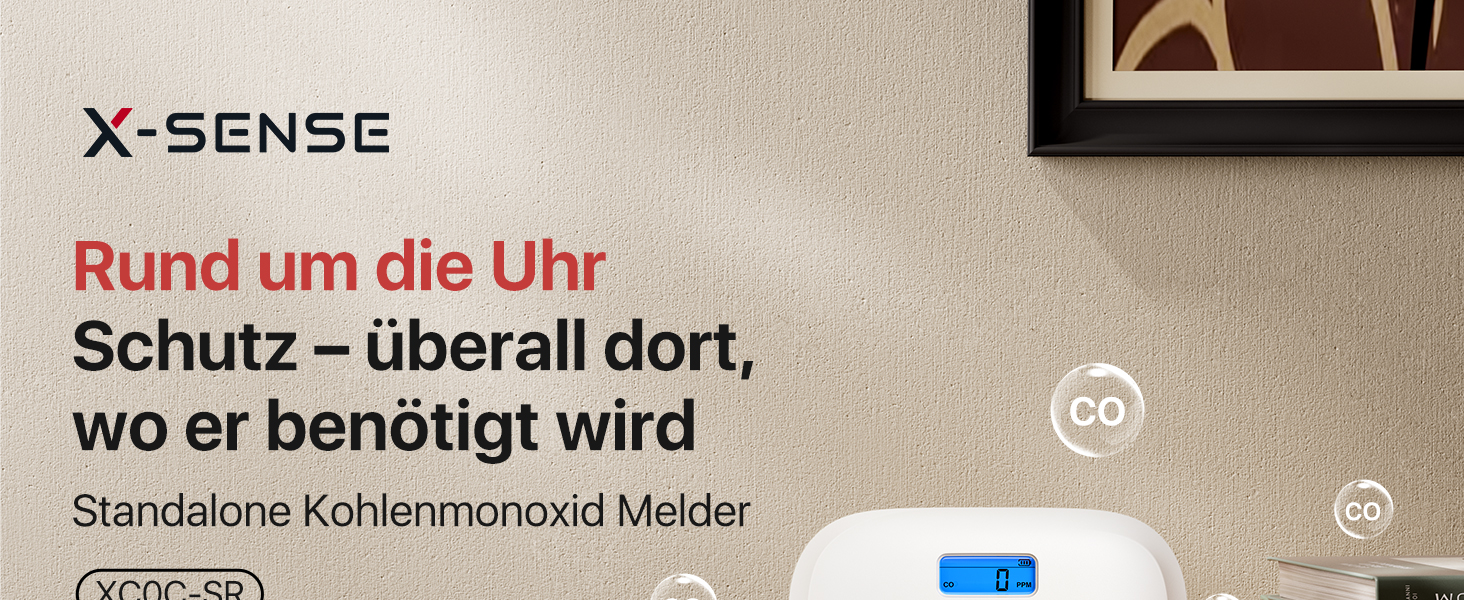 X-Sense XC0C-SR Kohlenmonoxidmelder in Weiss mit LCD-Anzeige, zwei Geräte – Detail 1