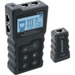 Schwarzer Netzwerk-Kabeltester Mcbazel INSP0319 mit LCD-Display, RJ45-Buchse und kleinem Gegenstück