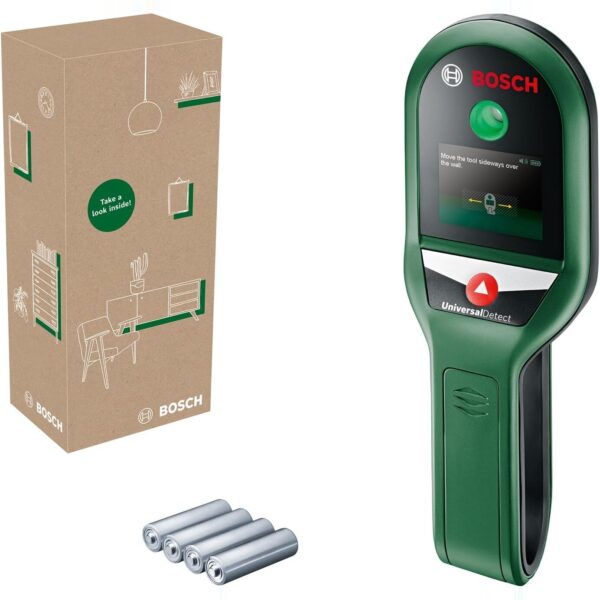Bosch UniversalDetect Leitungssuchgerät mit Display an einer Wand