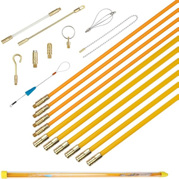 Glasfaser-Einziehstangen-Set vn-003 mit zehn Stangen und neun Aufsätzen