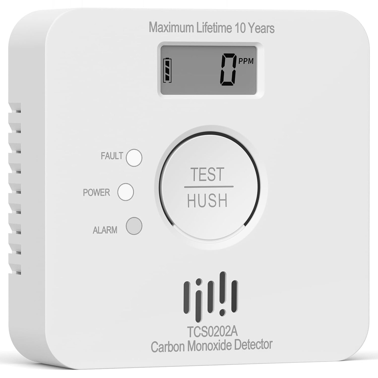 LIORQUE TCS0202A Kohlenmonoxid-Melder mit LCD-Anzeige, 10-Jahres-Batterie, 85 dB – Ansicht 1 LIORQUE Kohlenmonoxid-Melder TCS0202A in Weiss mit LCD-Anzeige des CO-Werts an der Wand